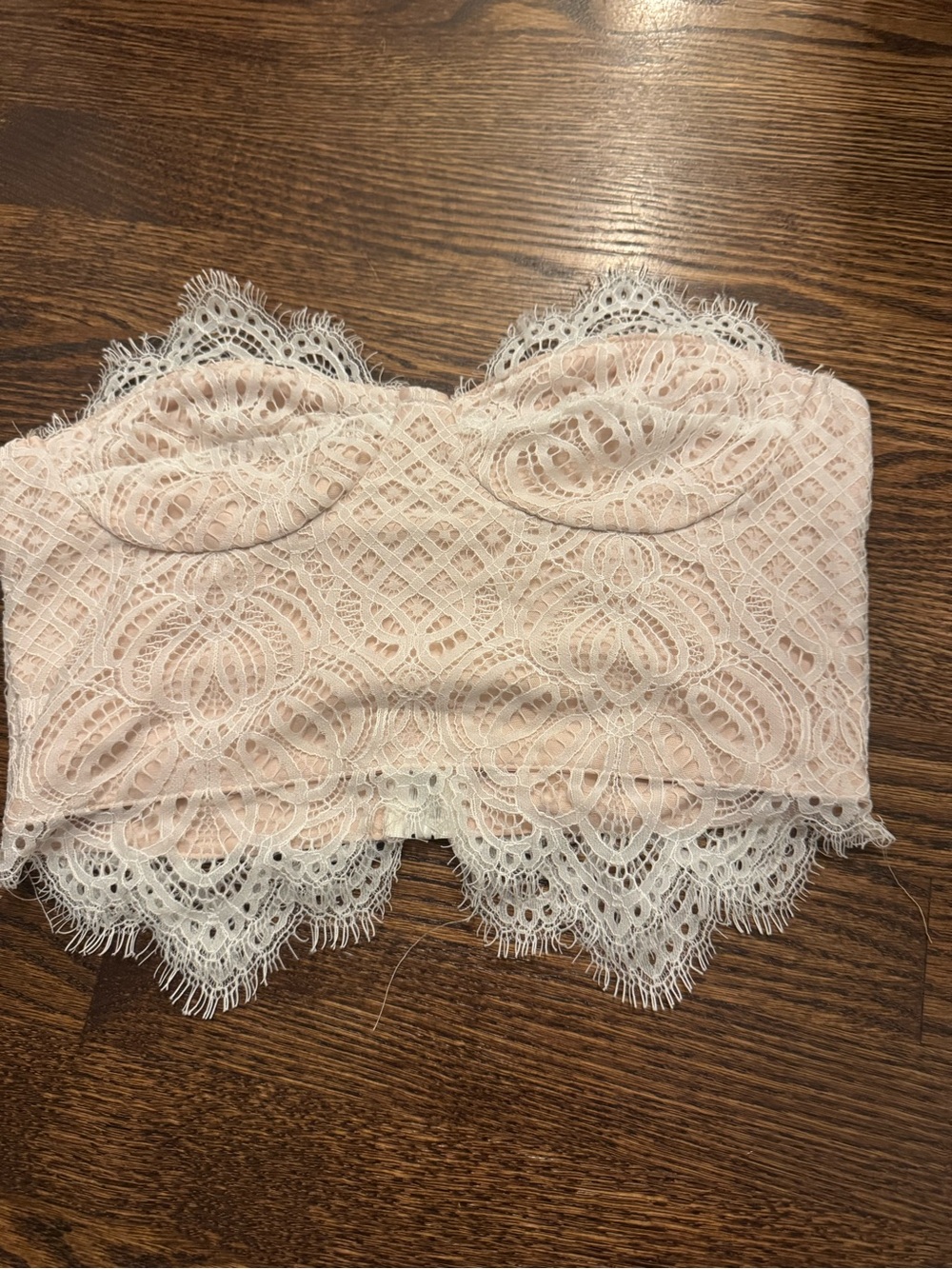 superdown Blush Pink Lace Bandeau Bralette with Scalloped Trim